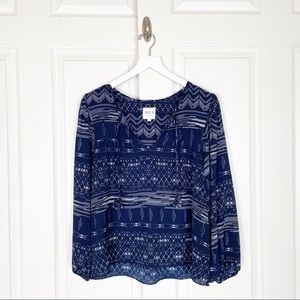 Misa Los Angeles Navy Boho Peasant Blouse NWOT